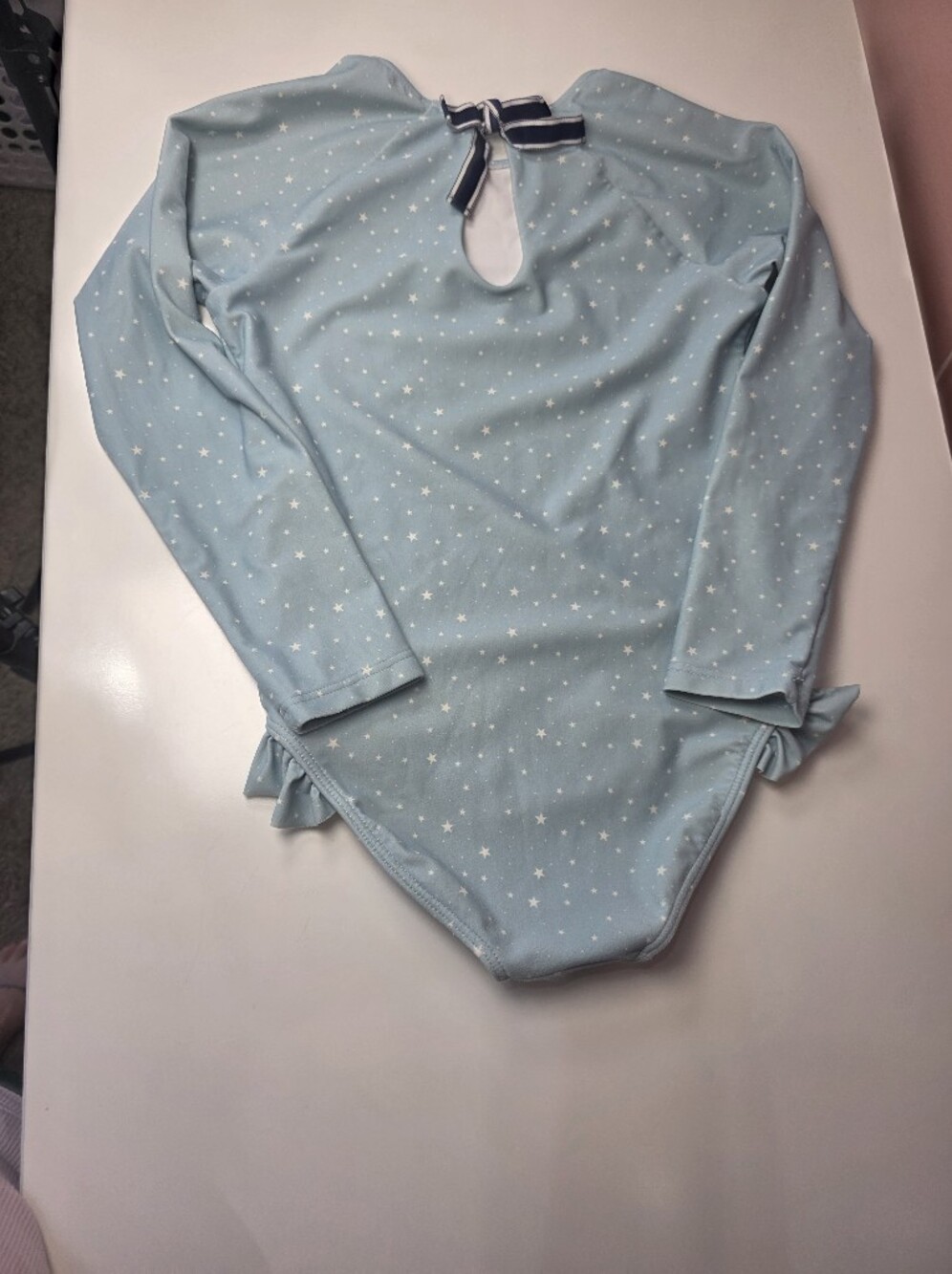 Minnow Light Blue Star Print Long Sleeve One Piece Swimsuit 18M